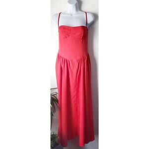 Cherry Red Womens Whimsy Peasant Sleeveless Dress Size Small Coquette Milkmaid